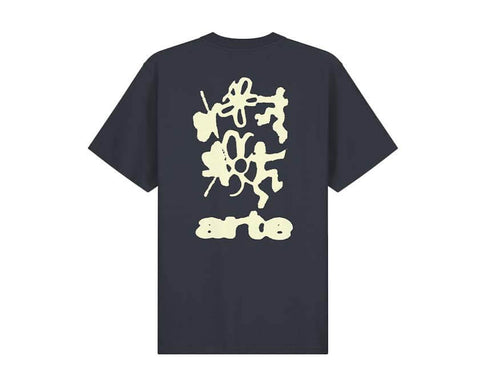 Arte Blurry Back Print Marine — Herren-T-Shirt verschwommener Rückendruck grafisch