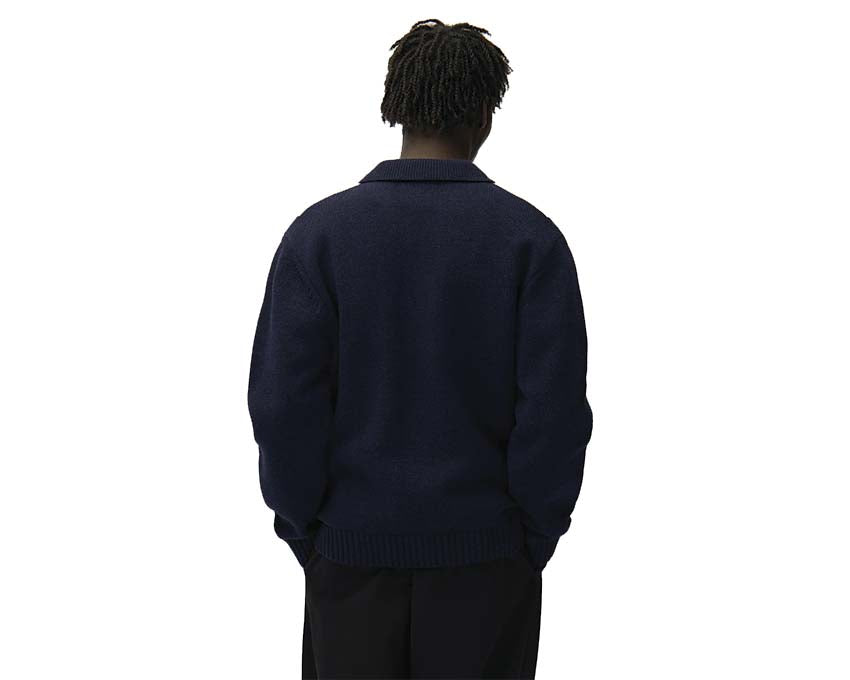 Arte Cardigan Blue Detail — Strick und Knöpfe blauer Cardigan Herren