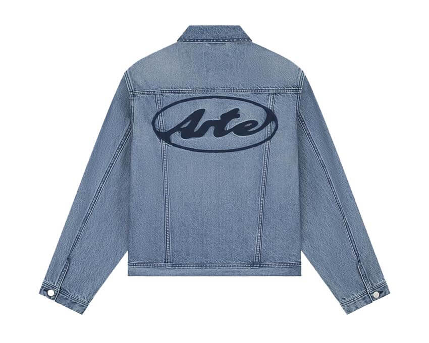 Arte Circle Logo Jeans Jacket — giacca denim uomo logo cerchio ricamato stile casual