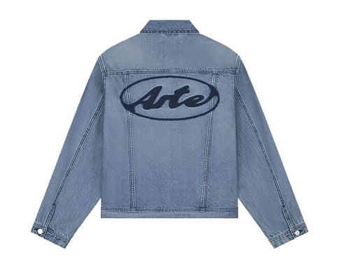 Arte Circle Logo Jeans Jacket — giacca denim uomo logo cerchio ricamato stile casual