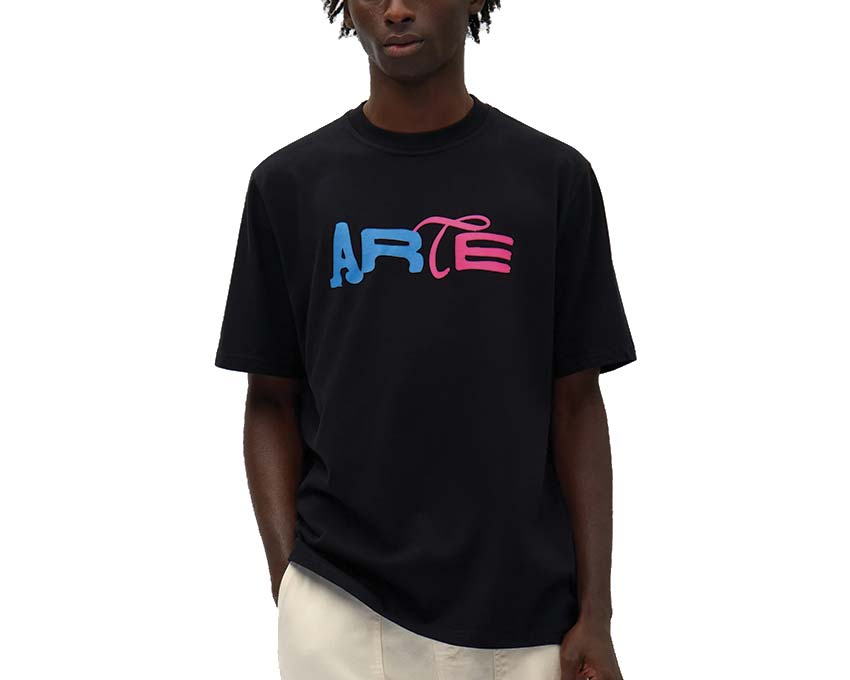 Arte Duo Print Logo T-shirt Black — Herren-T-Shirt doppelter Logo-Print