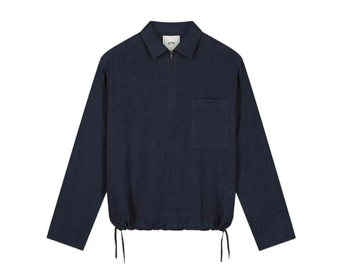 Arte Linen Quarter Zip Pullover Navy — men's linen quarter zip pullover