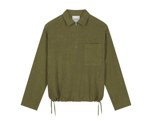 Arte Linen Quarter Zip Pullover Verde — pullover uomo lino quarto zip