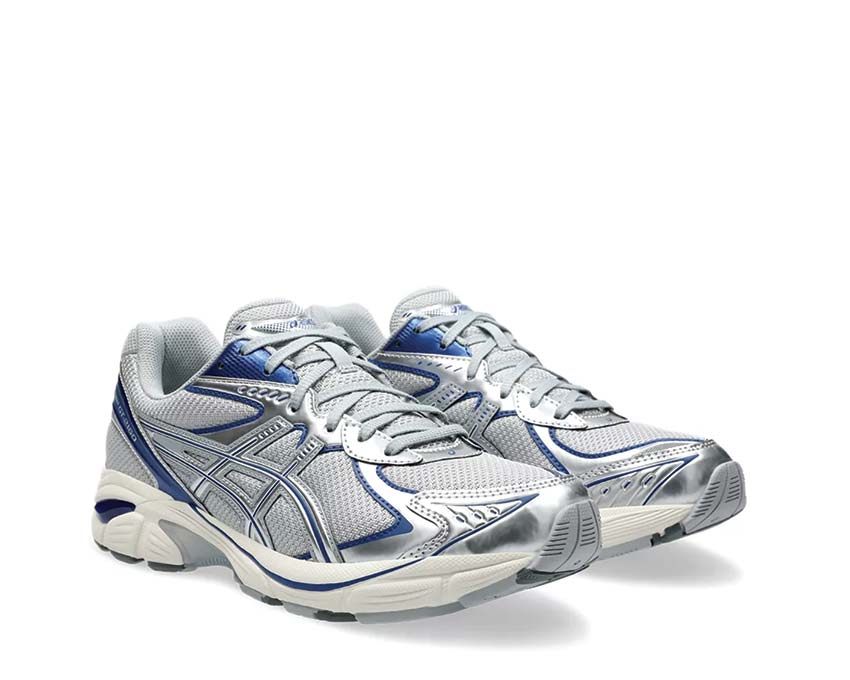Asics GT-2160 Piedmont Grey/Deep Marine vista laterale — tomaia mesh e scamosciato retro