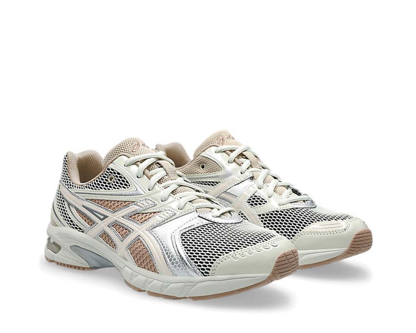 Asics Gel-DS Trainer 14 Lake Grey/Mineral Beige vue latérale — profil racing femme
