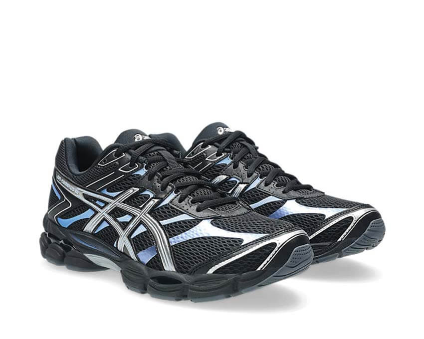 Asics Gel Cumulus 16 Black vue latérale — tige mesh respirante
