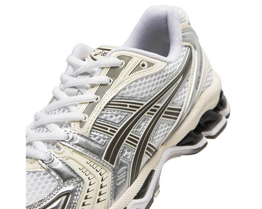 Asics Gel Kayano 14 White Ivory vue latérale — sneakers tige mesh cuir vintage