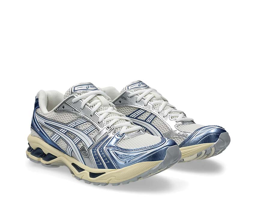Asics Gel Kayano 14 Cream/Denim Blue vue latérale — tige mesh respirante