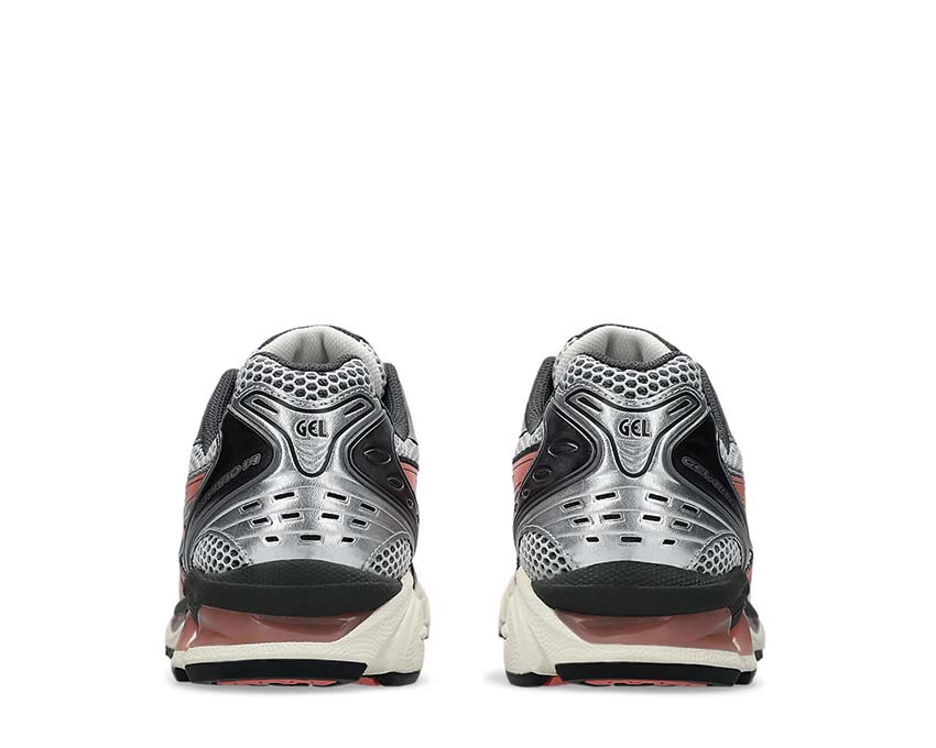 Asics Gel Kayano 14 Papaya White/Papaya detalle — cuero sintético y mesh