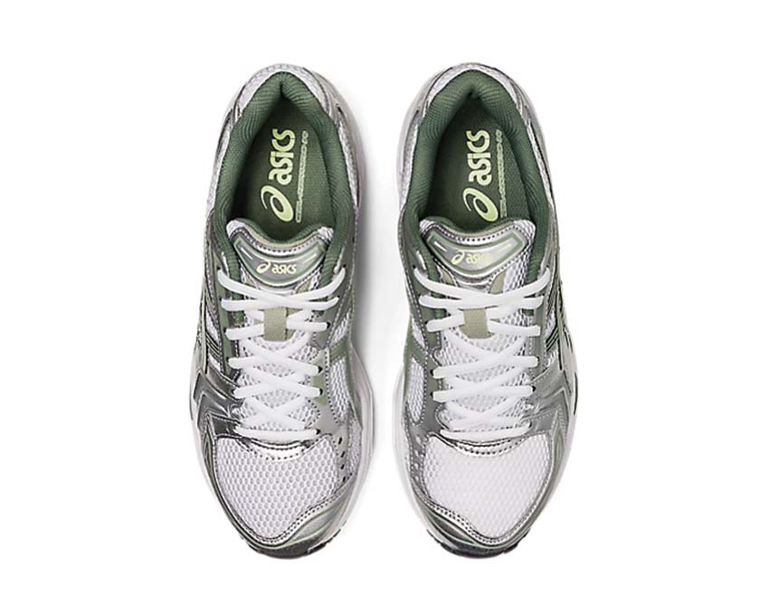 Asics Gel Kayano 14 White/Slate Grey détail — cuir synthétique et mesh