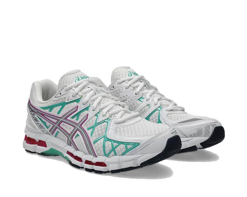 Asics Gel Kayano 20 Aurora Green vue latérale — tige mesh respirante FLUIDFIT