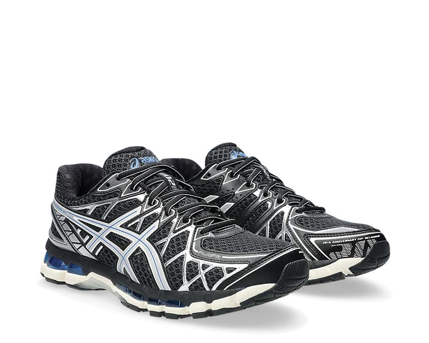 Asics Gel Kayano 20 Black Silver Black/Pure Silver vue latérale — tige mesh respirante