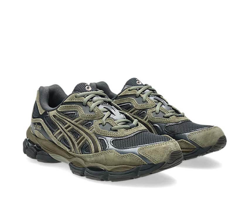Asics Gel NYC Loden Green vue latérale — tige mesh vintage GEL-NIMBUS noirfonce.eu