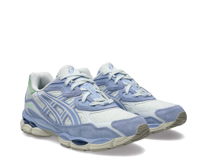 Asics Gel NYC Airy Blue/Stone Wash vue latérale — tige mesh vintage unisexe