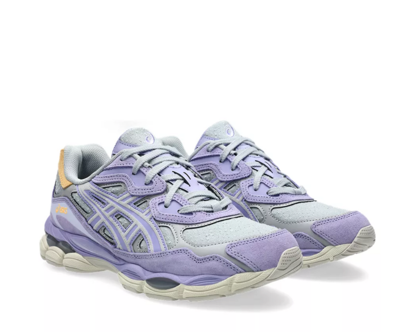 Asics Gel NYC Piedmont Grey/Bluebell vue latérale — tige mesh vintage