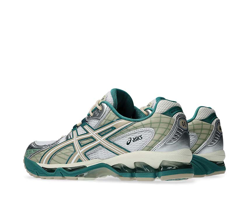 Asics Gel Nimbus 10.1 White/Rainy Lake semelle — Gel premium longue distance