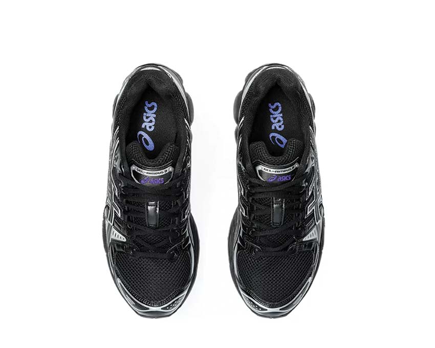 Asics Gel Nimbus 9 Black/Pure Silver arrière — amorti Gel talon