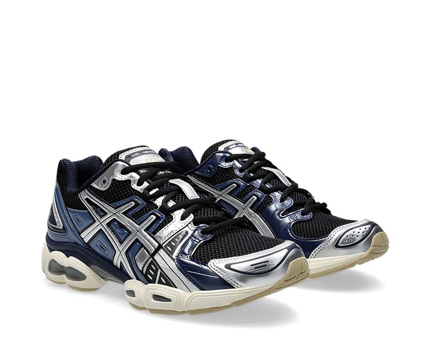 Asics Gel Nimbus 9 Black/Pure Silver vue latérale — tige mesh respirante