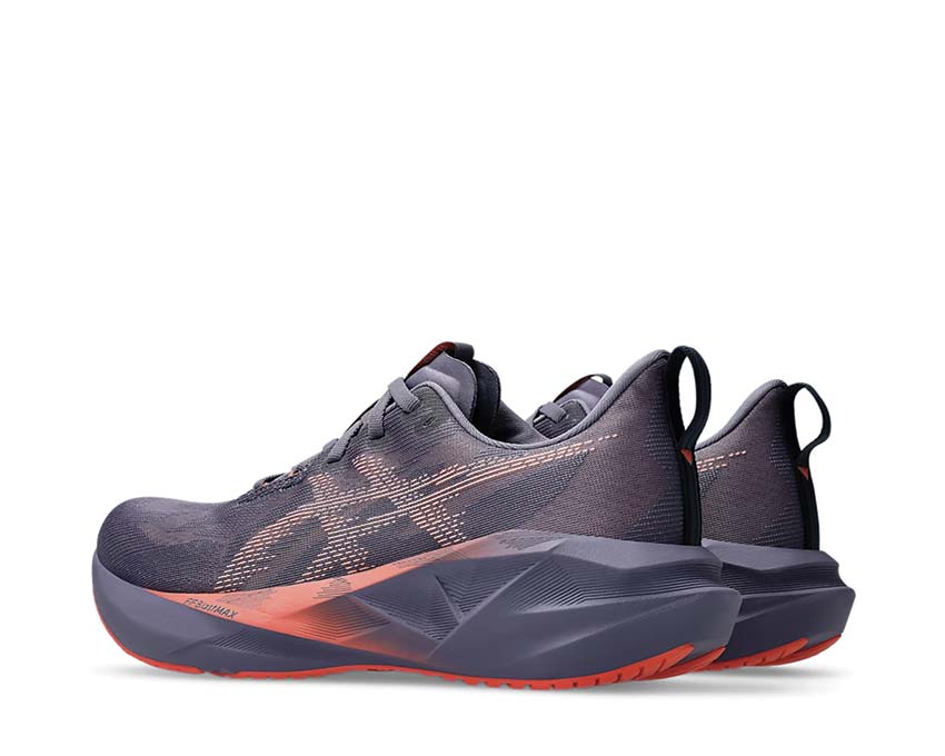Asics Novablast 5 Greyish Purple/Coral Reef semelle — FlyteFoam réactif