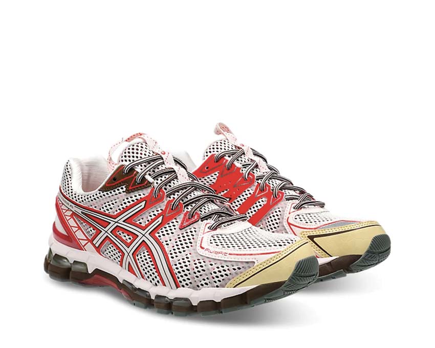 Asics UB9-S Gel Kayano 20 Kiko Kostadinov Crystal Pink/Classic Red Seitenansicht — Kollaborationsdesign