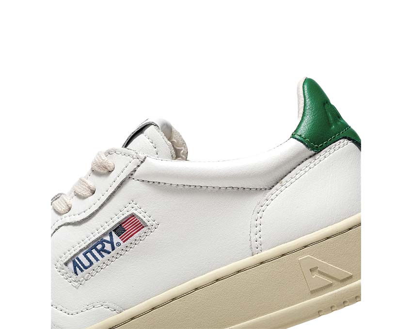 Autry Medalist Low White Green side view — white green leather Medalist men