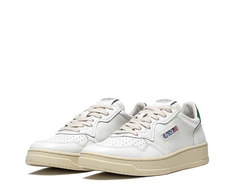 Autry Medalist Low White Green sole — white vulcanized sole White Green Medalist