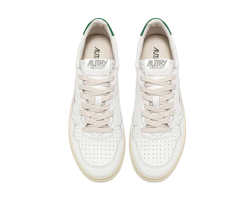 Autry Medalist Low White Green back — Medalist Low heel white green leather