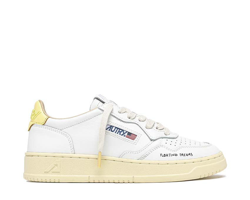 Autry Medalist Low W Lemon — sneaker femme cuir jaune citron pastel tennis rétro
