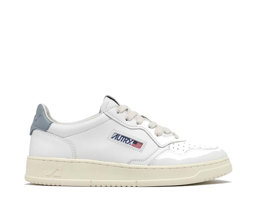 Autry Medalist Low W Leather White Silver Blue — zapatilla mujer cuero retro sport