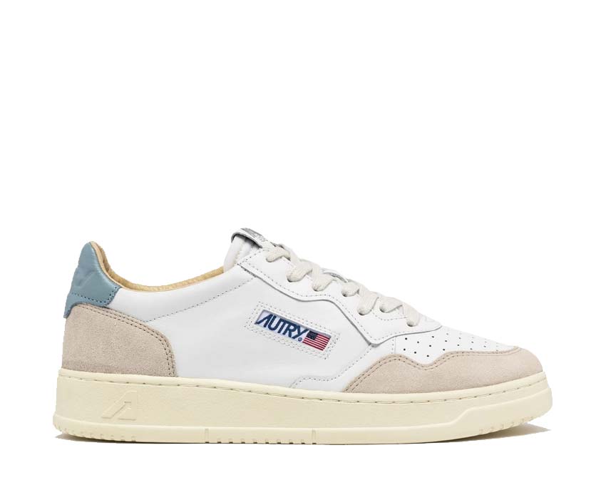 Autry Medalist Low Cuir/Daim Silver Blue — sneaker homme cuir daim bleu argent