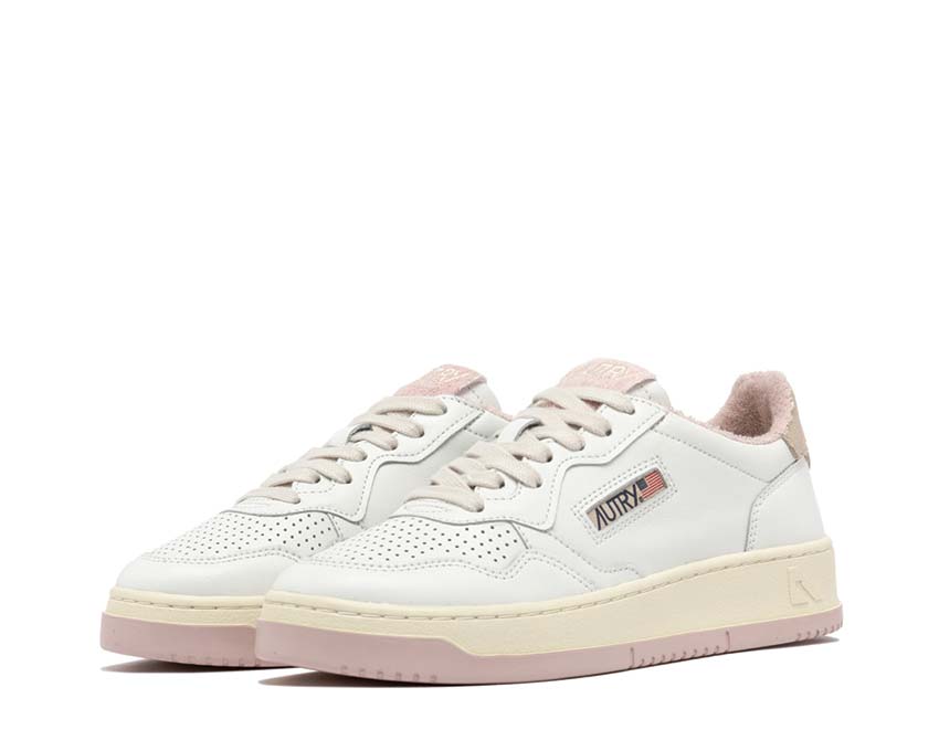 Autry Medalist Low W Virgin Sponge White Powder Seitenansicht — Leder und Wildleder