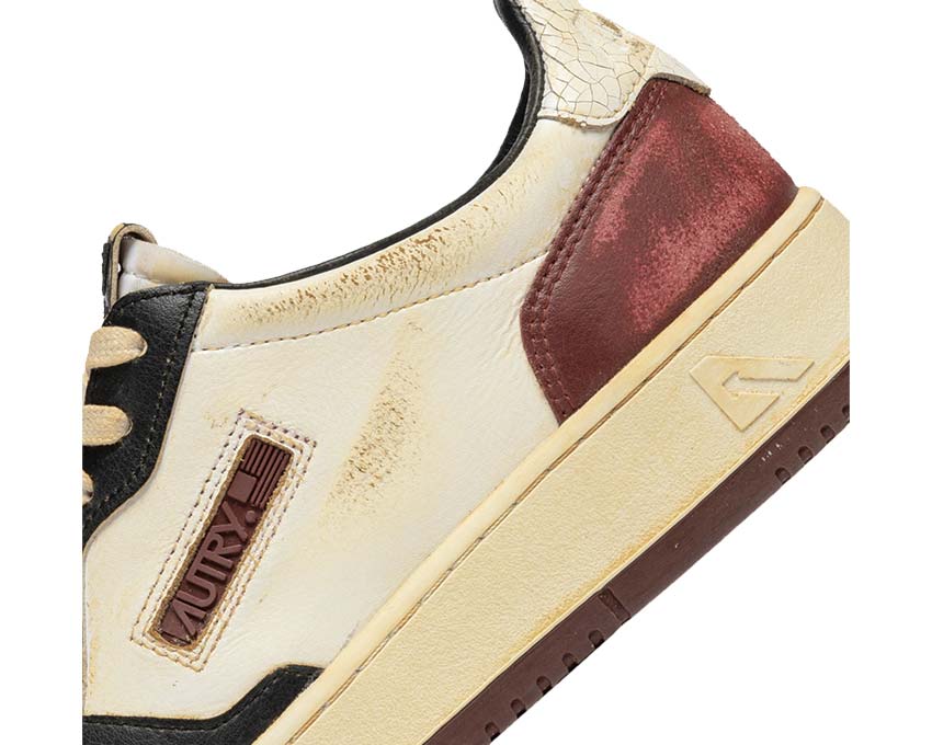 Autry Super Vintage Low Beige Syrah side view — cracked beige and burgundy leather