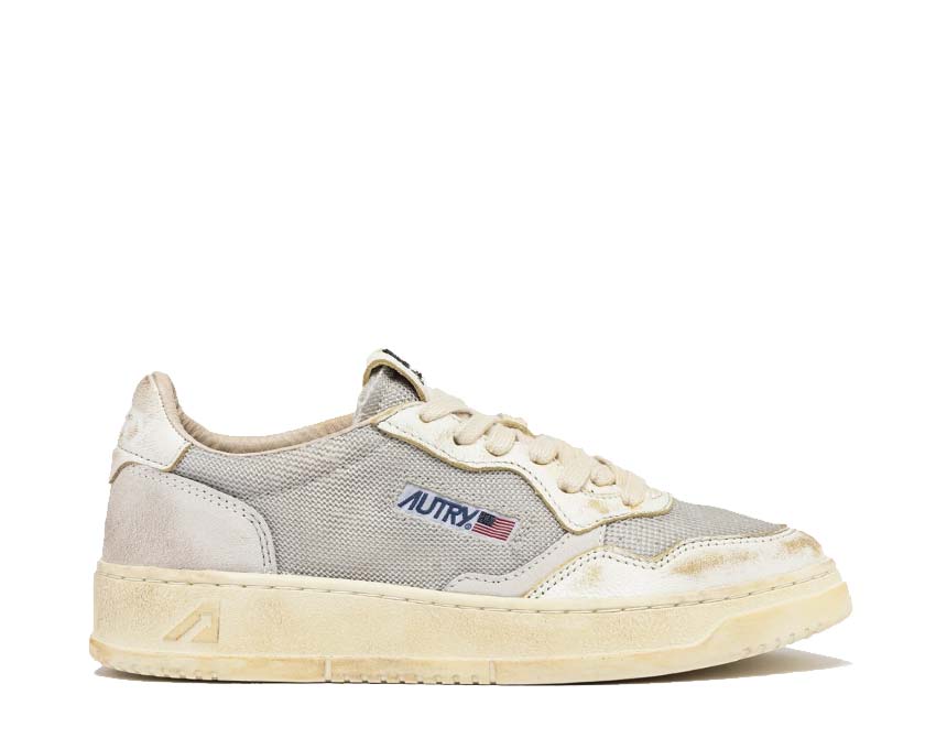 Autry Super Vintage Low Dragon Oat Grey White — sneaker homme cuir dragon