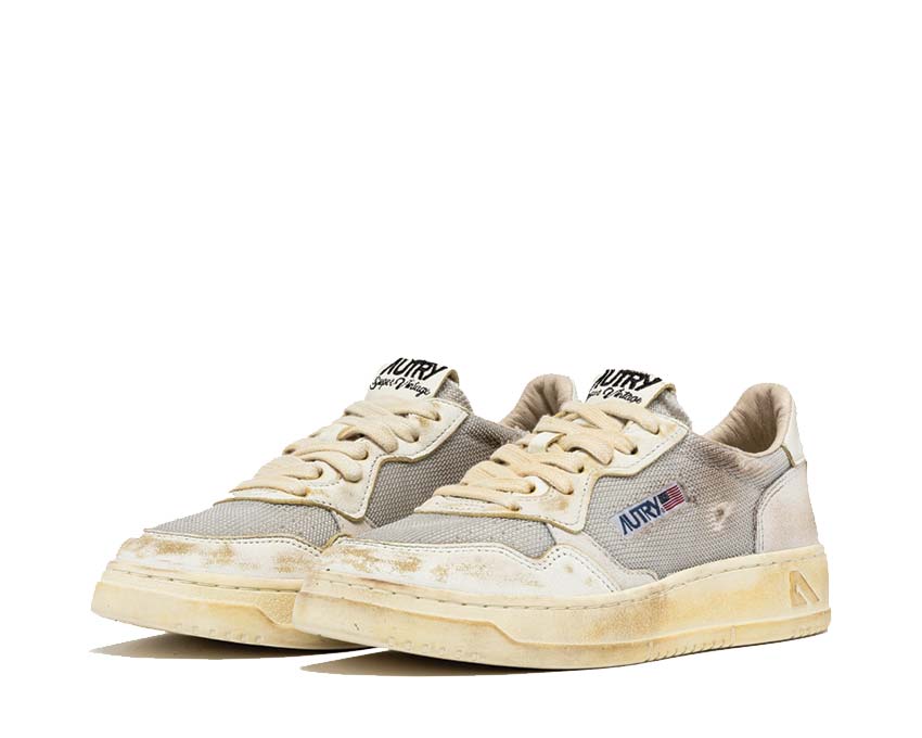 Autry Super Vintage Low Dragon Oat Grey White semelle — semelle gomme