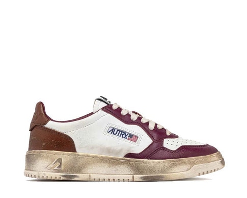 Autry Super Vintage Low Leat Raspberry — sneakers uomo pelle lampone vintage lifestyle premium
