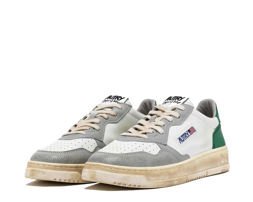 Autry Super Vintage Low Leat White Green Grey suola — suola in gomma