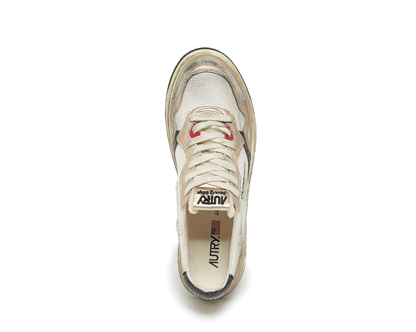 Autry Super Vintage Low Mesh Suede White Gold Detail — goldenes Logo
