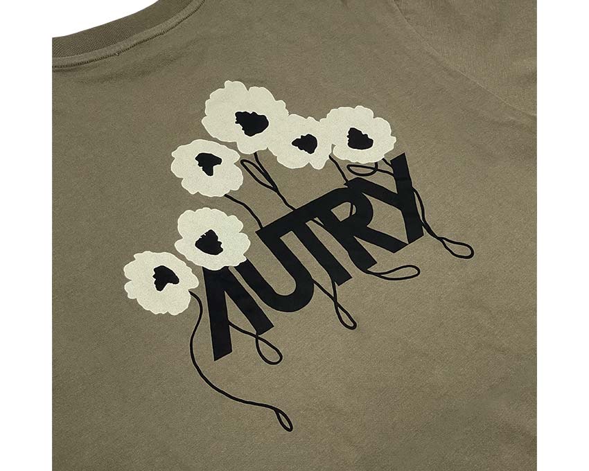 Autry T-Shirt Cotton Scrub détail — détail broderie vert scrub