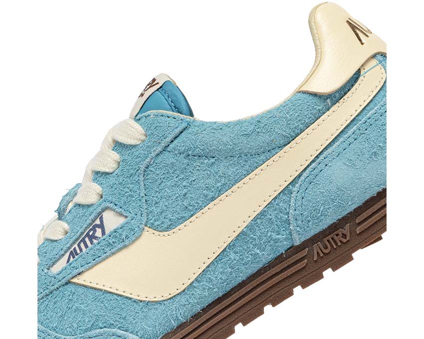 Autry Windspin W Low Kyoto vue latérale — daim vert eau et cuir
