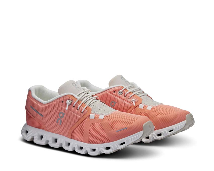 On Cloud 5 W Flamingo/Pearl vue latérale — tige légère running femme