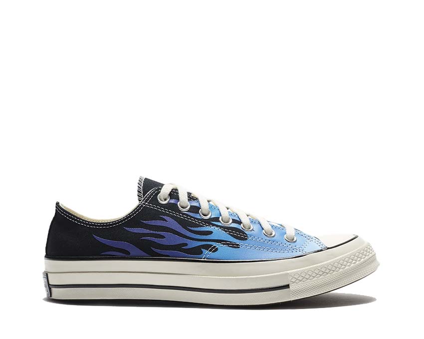 Converse Chuck 70 OX Flames Black/Blue It/Cobalt — sneaker unisexe toile basse motif flamme bleu cobalt