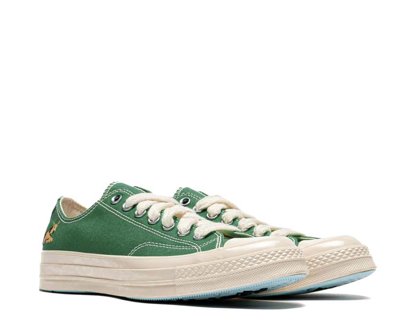Converse Golf Le Fleur Chuck 70 OX On The Greens vista lateral — lona verde