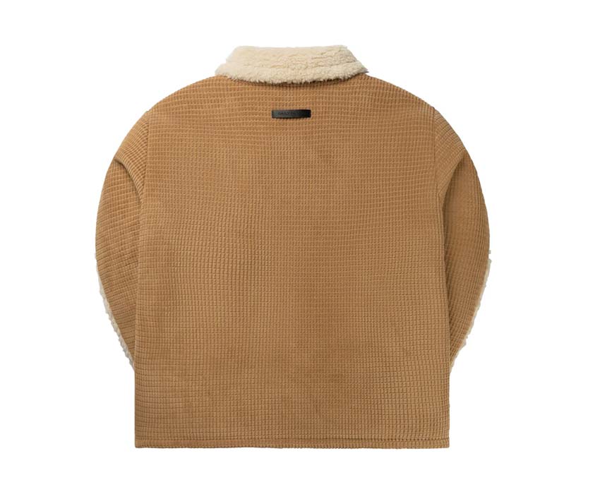 Daily Paper Oluwa Fur Jacket Camel détail — col fourrure logo
