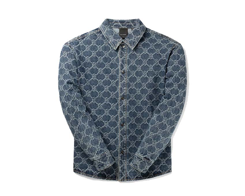 Daily Paper Rahul Shield Shirt Blue — camicia uomo stampa shield cotone