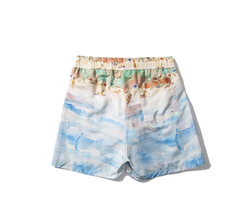 Edmmond Studios Beach Day Shorts Plain Blue dettaglio — stampa spiaggia logo