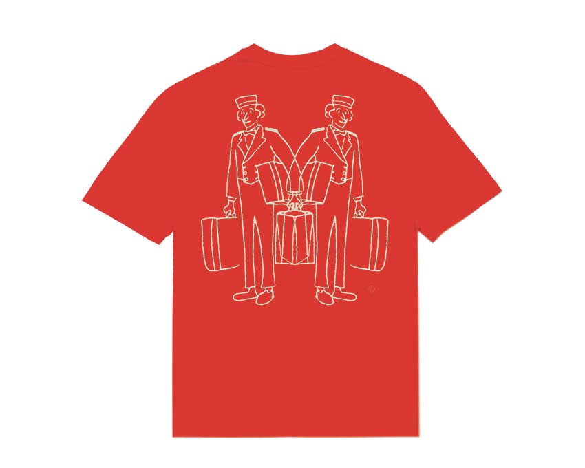 Edmmond Studios Bellboy Tee Red vue latérale — imprimé bellboy dos