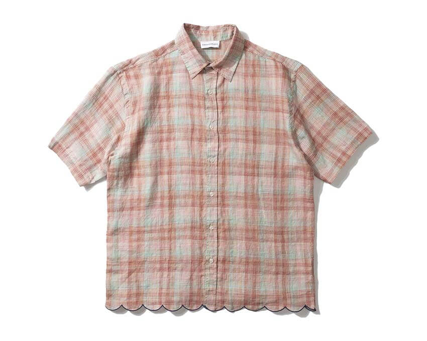 Edmmond Studios Crafty Shirt blue — men's shirt with artisan pattern in cotton