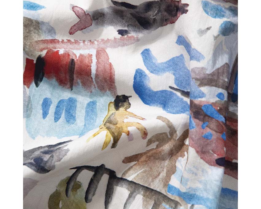 Edmmond Studios Holiday Shorts Off White détail — broderie logo vacances