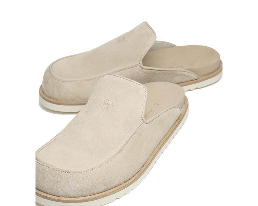 Filling Pieces Clog Suede Beige side view — soft beige suede