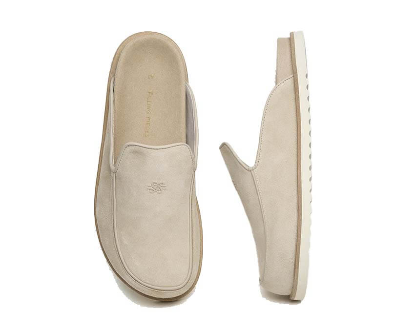 Filling Pieces Clog Suede Beige detail — FP logo